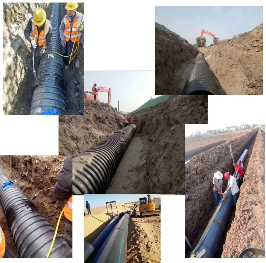 Bonway DN500mm, DN600mm, DN700mm, DN800mm PE100 High Quality HDPE Double Wall Corrugated Pipe for Water Supply