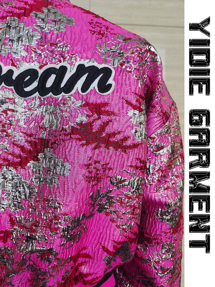 Veste punk de jacquard preppy brillant à l&#39;épreuve du vent brillant