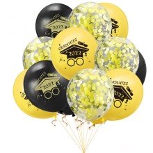 Hot Graduation Season: Black and Gold Latex Balloons for Grads Party Decor