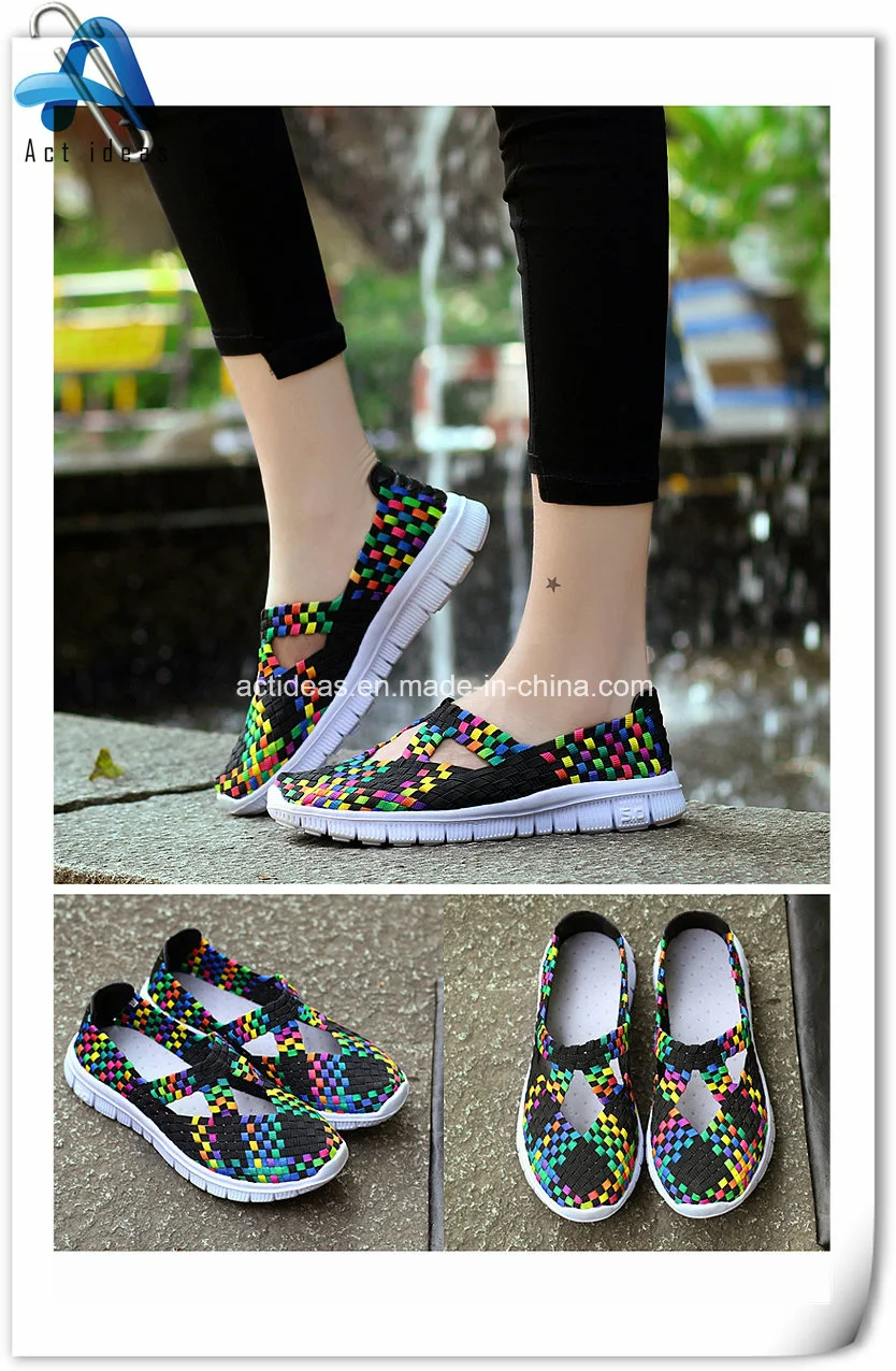 Hot Selling Ladies Flat Casual Shoe Beautiful Ladies Woven Shoes