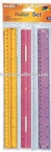 Three-colors School Plastic Ruler Set