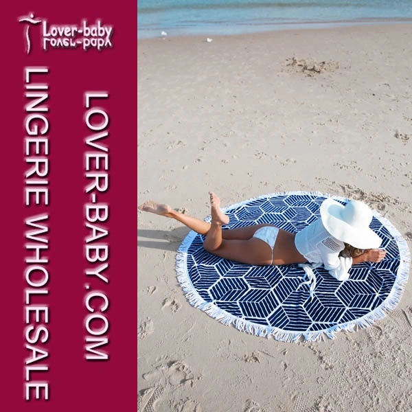 Large Round Beach Towel with Fringe (L38353)