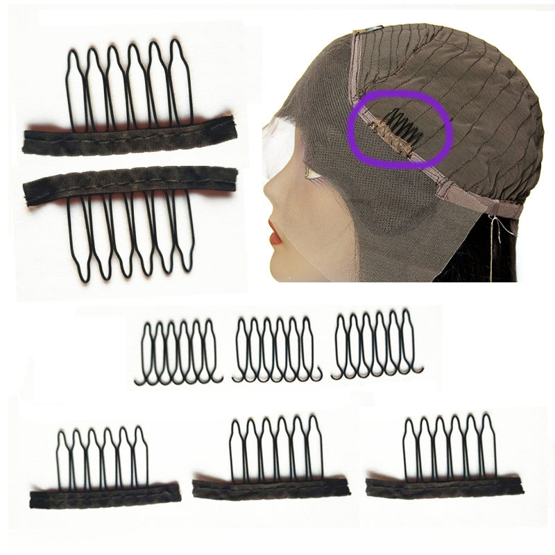 Black color 6teeth durable black snap comb wig clips, hair extensions steel small hair wig clip