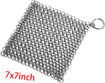 Stainless steel chain mail pot scrubber mesh