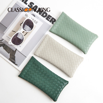 Solid Color Woven PVC Leather Eyeglasses Pouch
