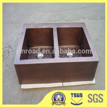 double copper kitchen sink , Double bowl 100% handmade copper kitchen sinks