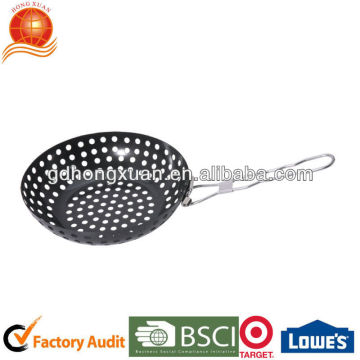 black non-stick round bbq grilling skillet bbq pan BBQ-P011