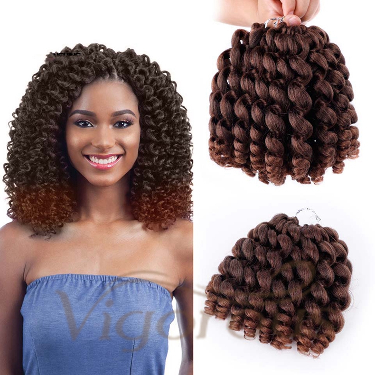 Vigorous 8 Inches 10 Strands Wand Curl Jamaican Crochet Braid Hair 13 Colors Pre Loop Synthetic Crochet Braiding Hair Extensions