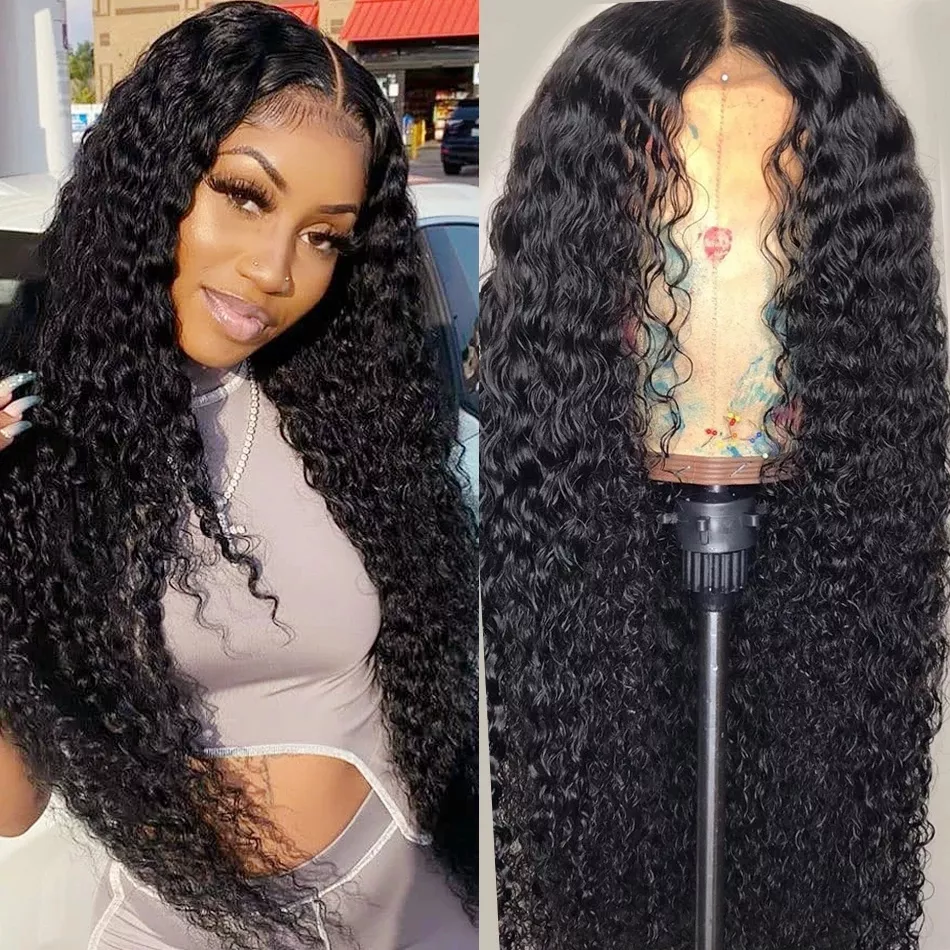 100% Human Hair Wigs Cuticle Aligned 13*4 Transparent Lace Front Wig  Curly hair  Wig For Black  Women