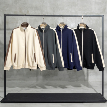 Custom DiFan Side Striped Cotton Hoodie with Graphic Print in 4200GSM Heavyweight Zip Up Jacket