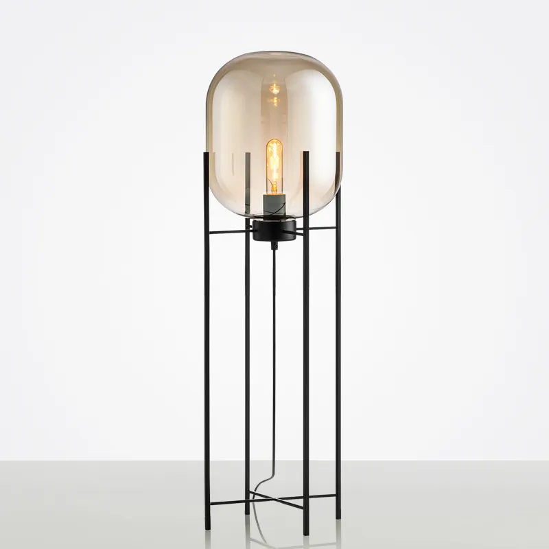 Stylish Amber Glass Floor Lamp for Contemporary Interiors