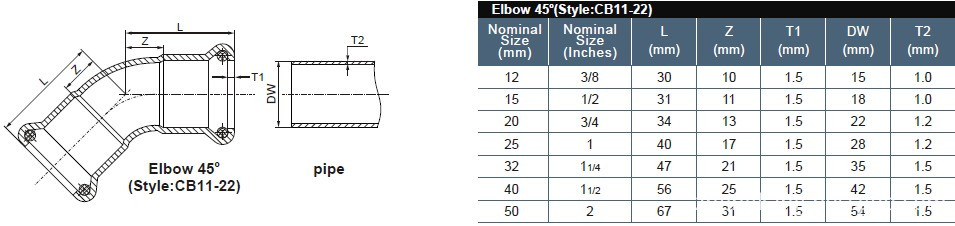 9 elbow 45degree