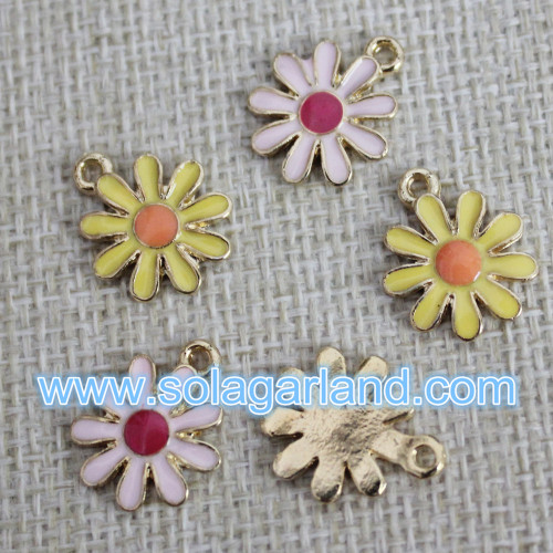 European Style Beautiful Charming Oil Driping Flower Metal Pendants 14MM