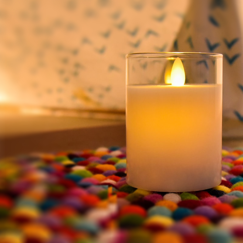 Realistic Battery Led Flameless Glass Candles With Remote