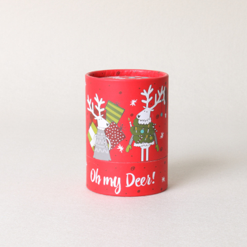 Custom Printed Kraft Paper Gift Round Christmas Box