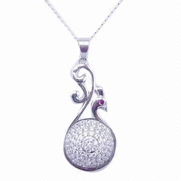 2014 newest style sterling silver necklaces with micro pave setting, cubic zirconia