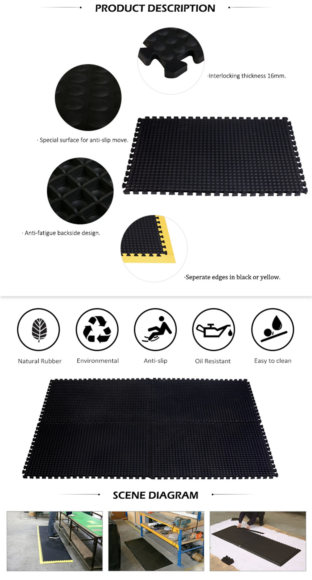 Bubble Top Workstation Interlocking Anti Fatigue Rubber Mats