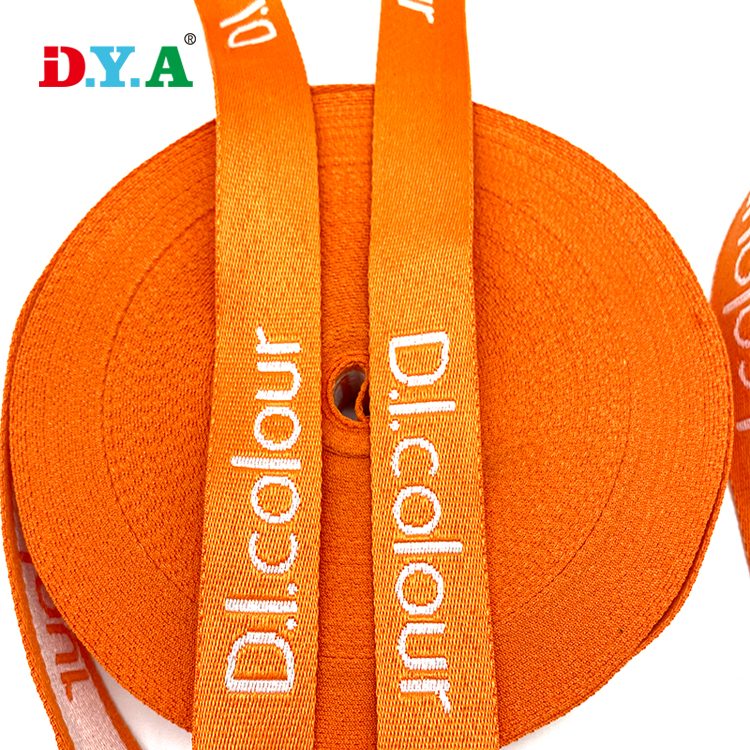 Wholesale Durable custom jacquard polyester webbing strap 2cm orange jacquard webbing tape