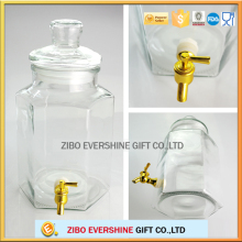 Wholesale drinking beverage dispenser glass tap jar with metal lid