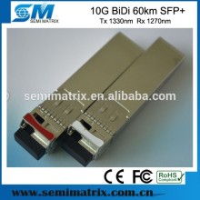 10G Tx1330nm Rx1270nm 60KM BIDI SFP+ Optical Transceiver Module
