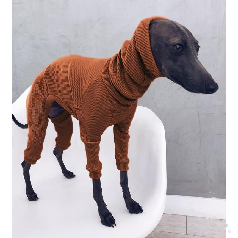 Πολυτελής ζεστή αντιανεμική τετράποδη βαμβακερή μονόχρωμη φόρμα κατοικίδιων με ψηλό γιακά μεγάλο παλτό για σκύλους