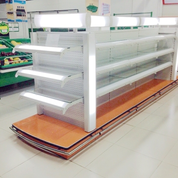 cosmetics display supermarket shelf with price strip