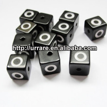 Black with White Square Cube Acrylic Bead