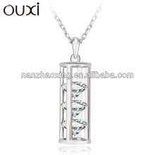 Rhodium plated long sweater chain with CZ 10878-1