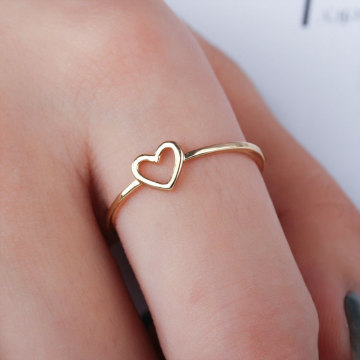 Silver 925 Peach Heart Ring - Simple Classic Designer Jewelry for Women