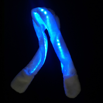 Light Up Faux Fur Wolf Hood Hat Scarf Combo