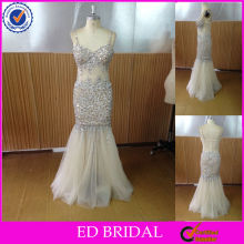 NC152 New Fashion Pageant Sparkle Beaded Real Sample Nude See Through Prom Dresses