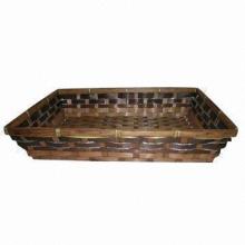 Bamboo Basket, Comes in Rectangular Shape, Measures 38.5 x 28 x (H) 7.5cm