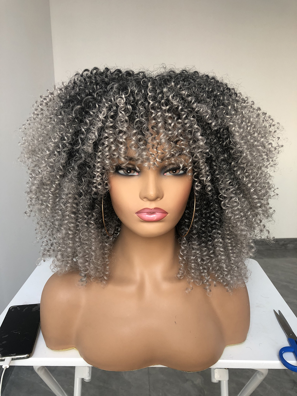 hot selling fashion kinky curly bob long quality cheap blend ombre for black women short brown fiber wig synthetic hair wigs