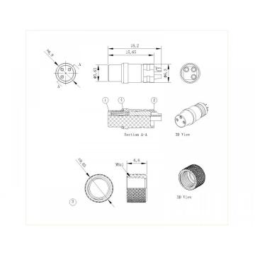 M8-XP-F-146-0 M8 2-4P LADO FEMANO