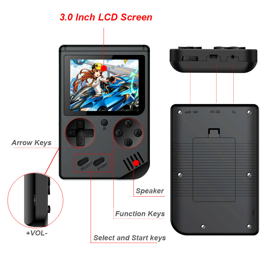 Portable Retro Mini Pocket Handheld Game Player 168 Classic Games Support TV Output Video Game Console Best Gift For Kids