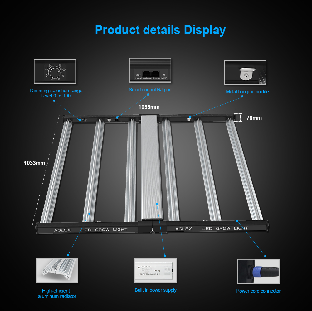 720W Samsung Diyotları Tam Spektrum 6x6ft Grow Işık