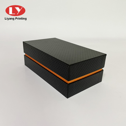 Luxury Leatherette Cardboard Bottle Packaging Black Gift Box