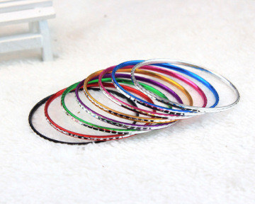 Engraved Shiny Aluminum Bangle Plated Colorful Bracelet