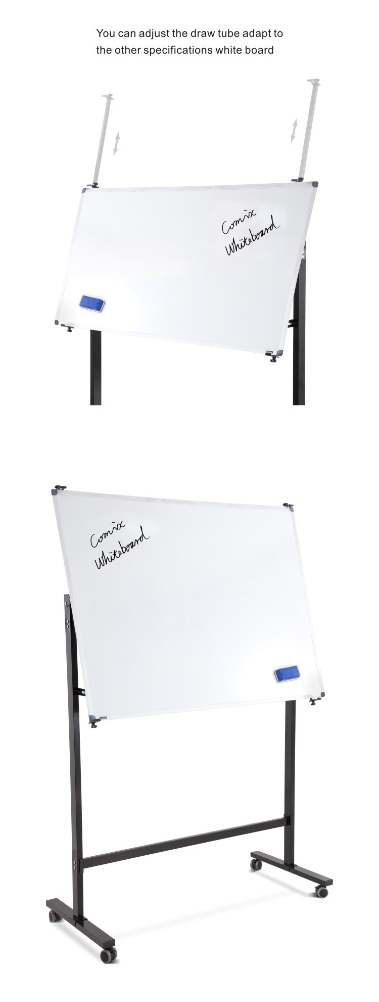 Height Adjustable Black Tripod Mobile Flipchart Easel Steel  Adjustable Easel for Whiteboard