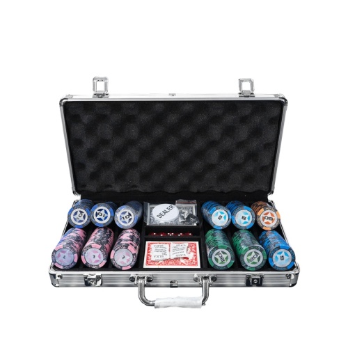 conjunto de pôquer de argila cusotm mala de alumínio 300 fichas