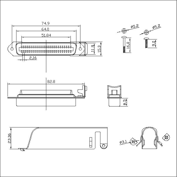 57CC-FXXX03 2.16mm CENTRONIC LOW PROFILE FEMALE SOLDER & 70500 METAL SHELL