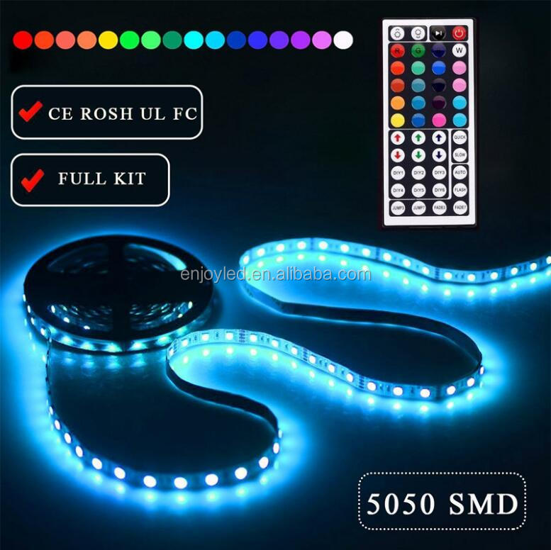 Waterproof 16.4ft Light Strip Color Changing RGB LED Strip Lights with Remote Control for Home Lighting Kitchen Bed