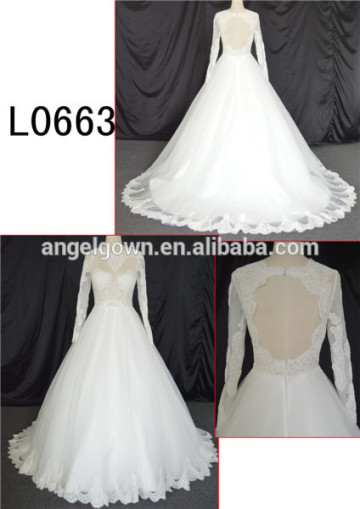 2015 long sleeve wedding dress of backless