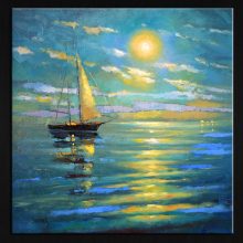 modern handpaint canvas framed wall art sailboat paintings