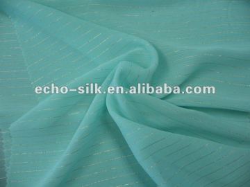 blue metallic stripe chiffon fabric