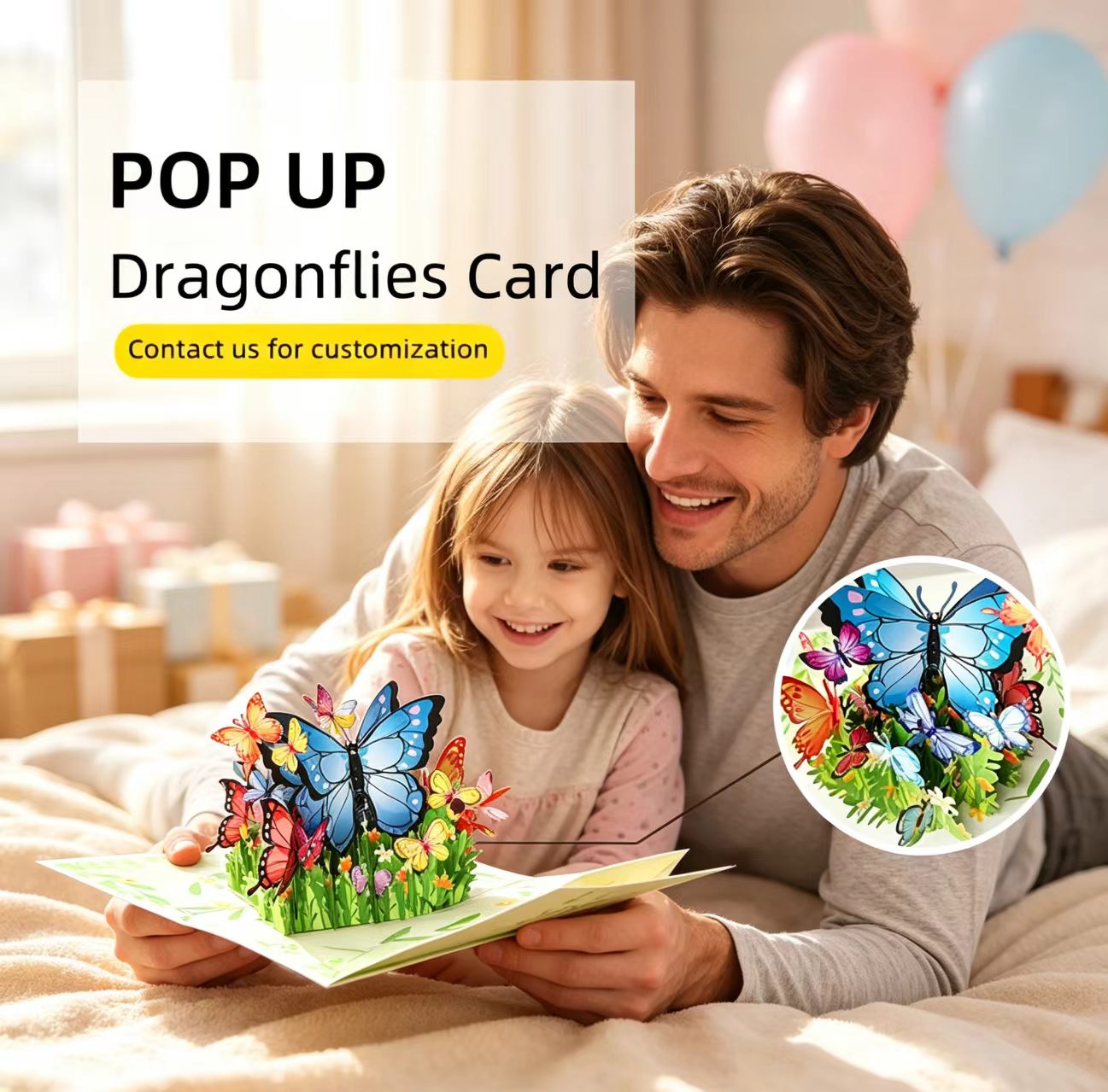 3D wyskakujące niebieskie karty motylkowe 3d pop up blue butterfly cards