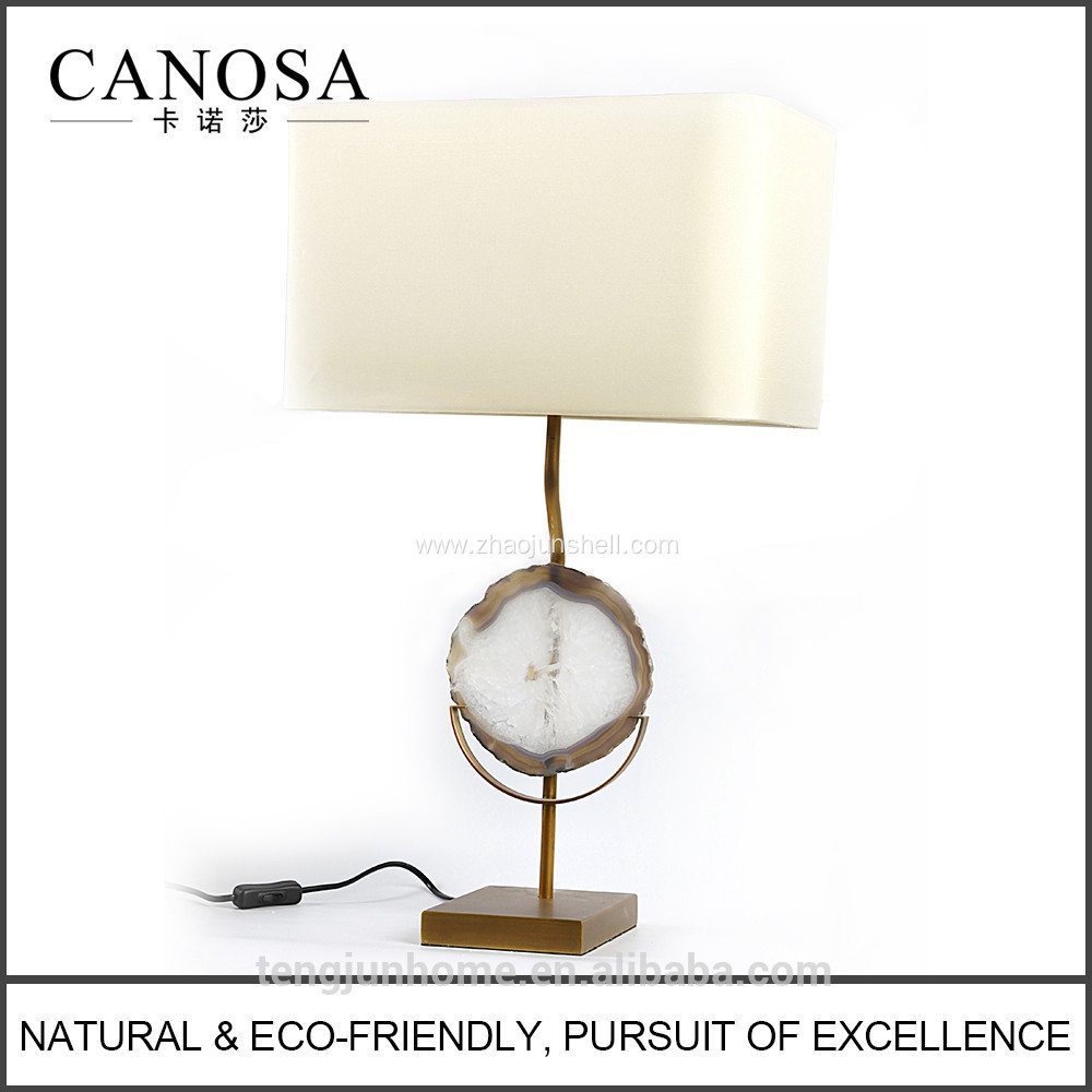Canosa agate decor table lamp with metal pedestal