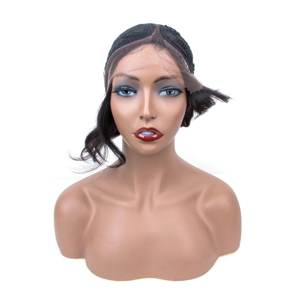 Hot selling Brazilian Remy pexie Short Lace Front Human Hair Wigs For black women for summer