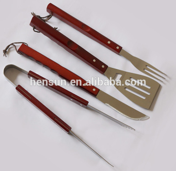 4-Piece Professional Wooden Handle BBQ Grill Tool Set