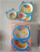 5-Piece Bamboo Fiber Cat Dinnerware Set